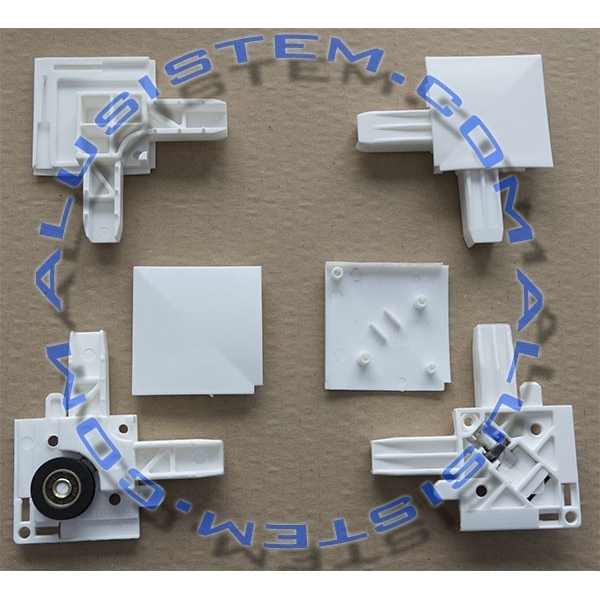 Ref.ESC-RG - Juego de 4 escuadras (2 con rueda regulable) para mosquitera corredera