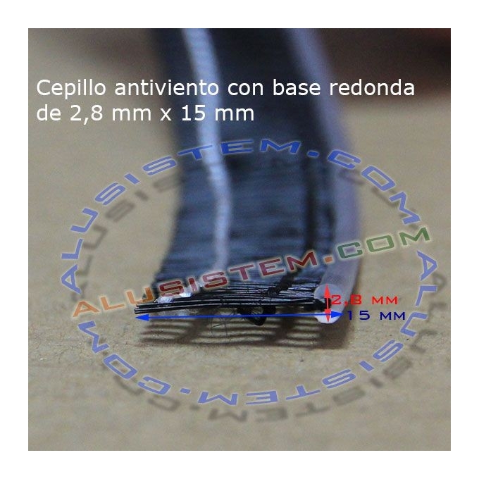 Metro de Cepillo antiviento con base redonda para guia mosquitera enrollable de 2,8 x 15 mm