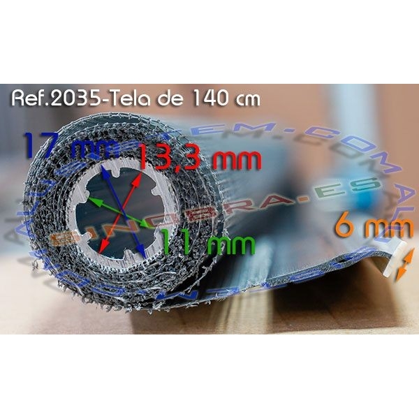 Ref.2035 Eje de aluminio con tela mosquitera alto 140 cm con terminación de goma con forma de T