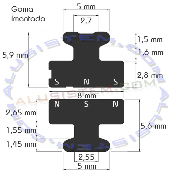 Metro de perfil de goma imantada para mosquiteras.