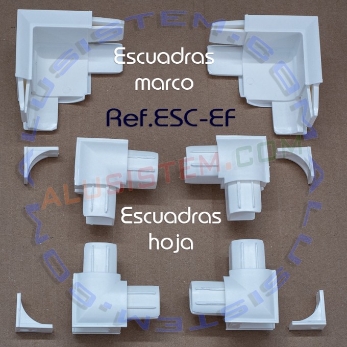 Ref.ESC-EF - Conjunto de escuadras de plastico para mosquitera abatible.